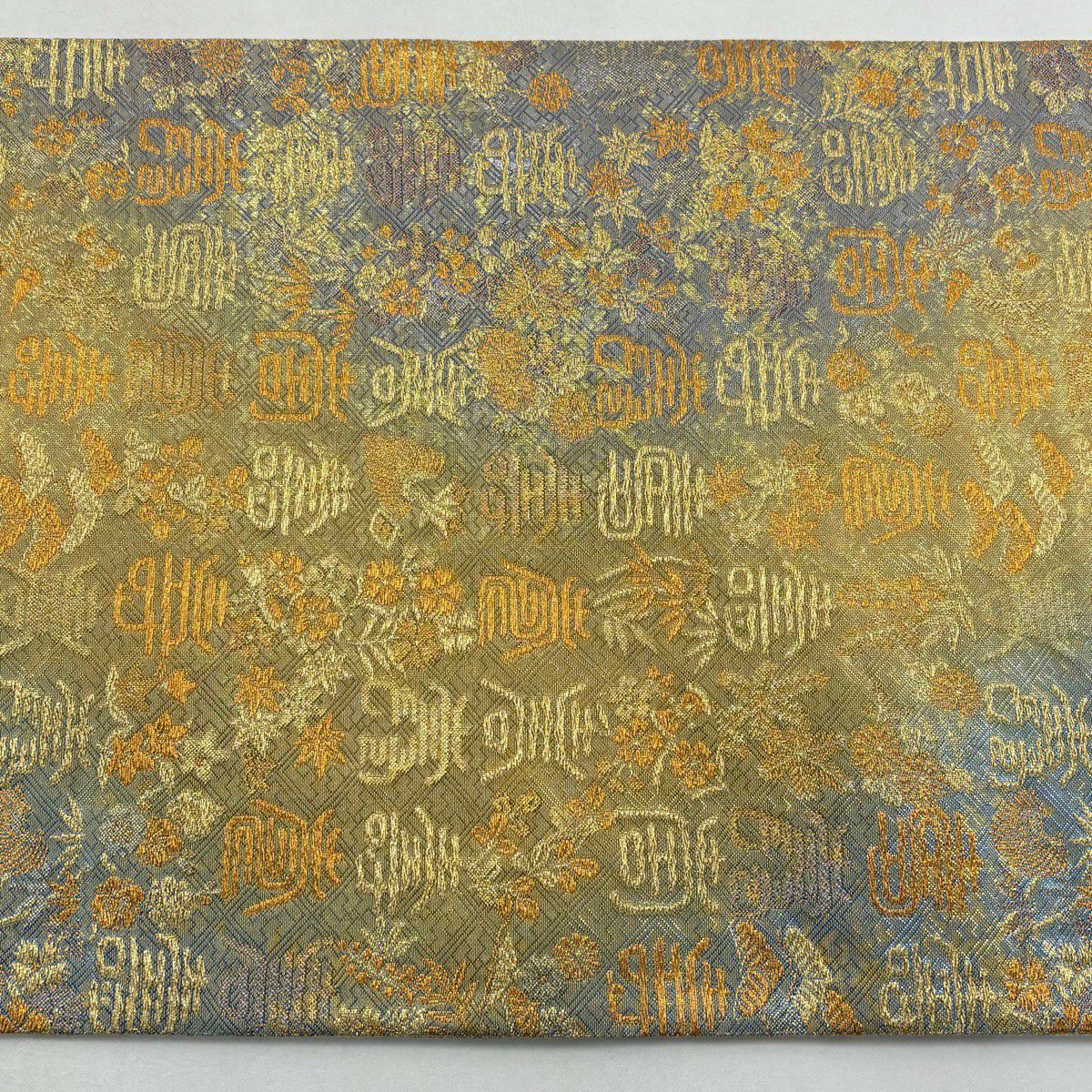 【美品】 袋帶 秀品級 風景 扇子面 金金箔 金色 全通 純蠶絲