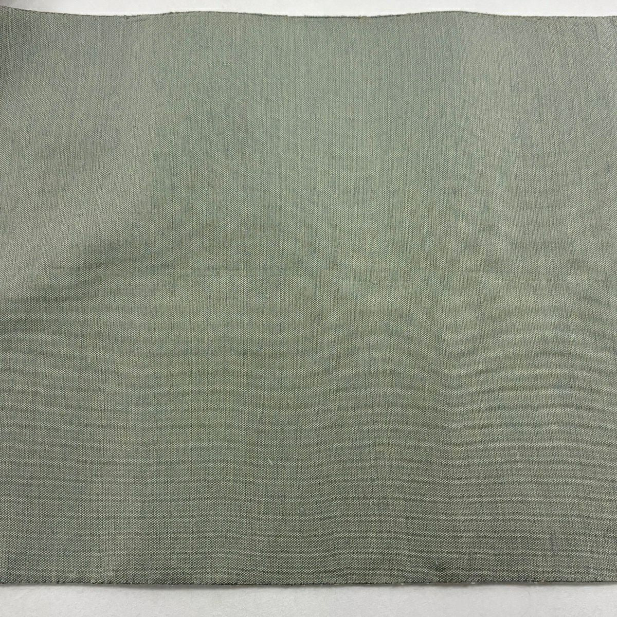 【美品】 袋帶 秀品級 斜條幾何圖案 刺繡 金線 灰綠色 大鼓圖案 純蠶絲