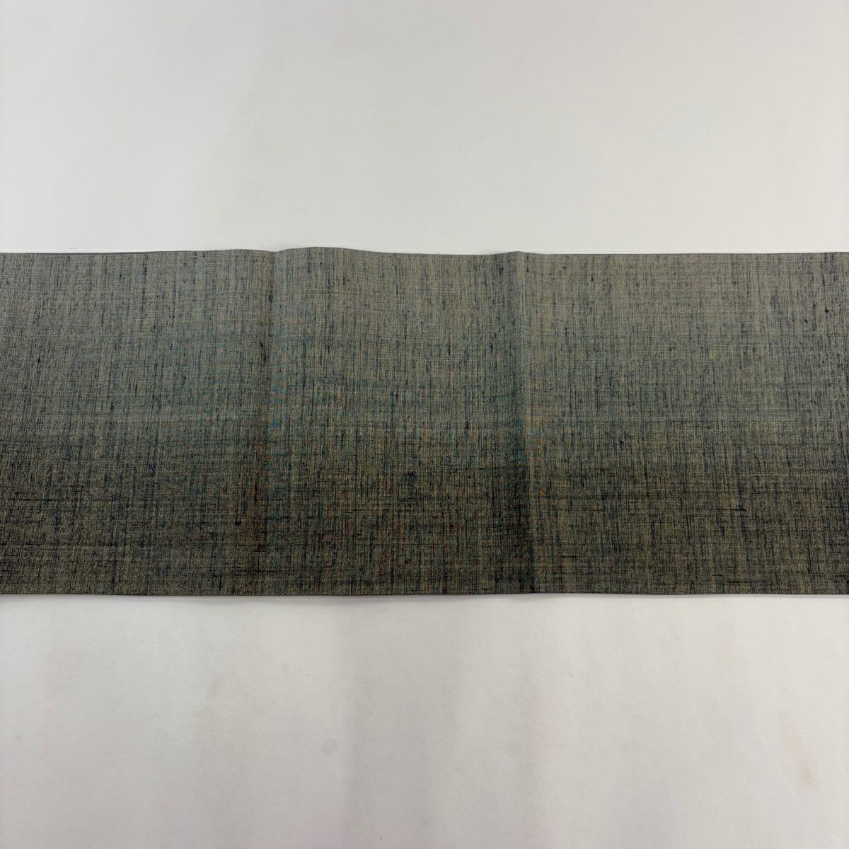 【美品】 袋帶 名品級 草花紋紋 金絲 金金箔 灰綠色 大鼓圖案 純蠶絲