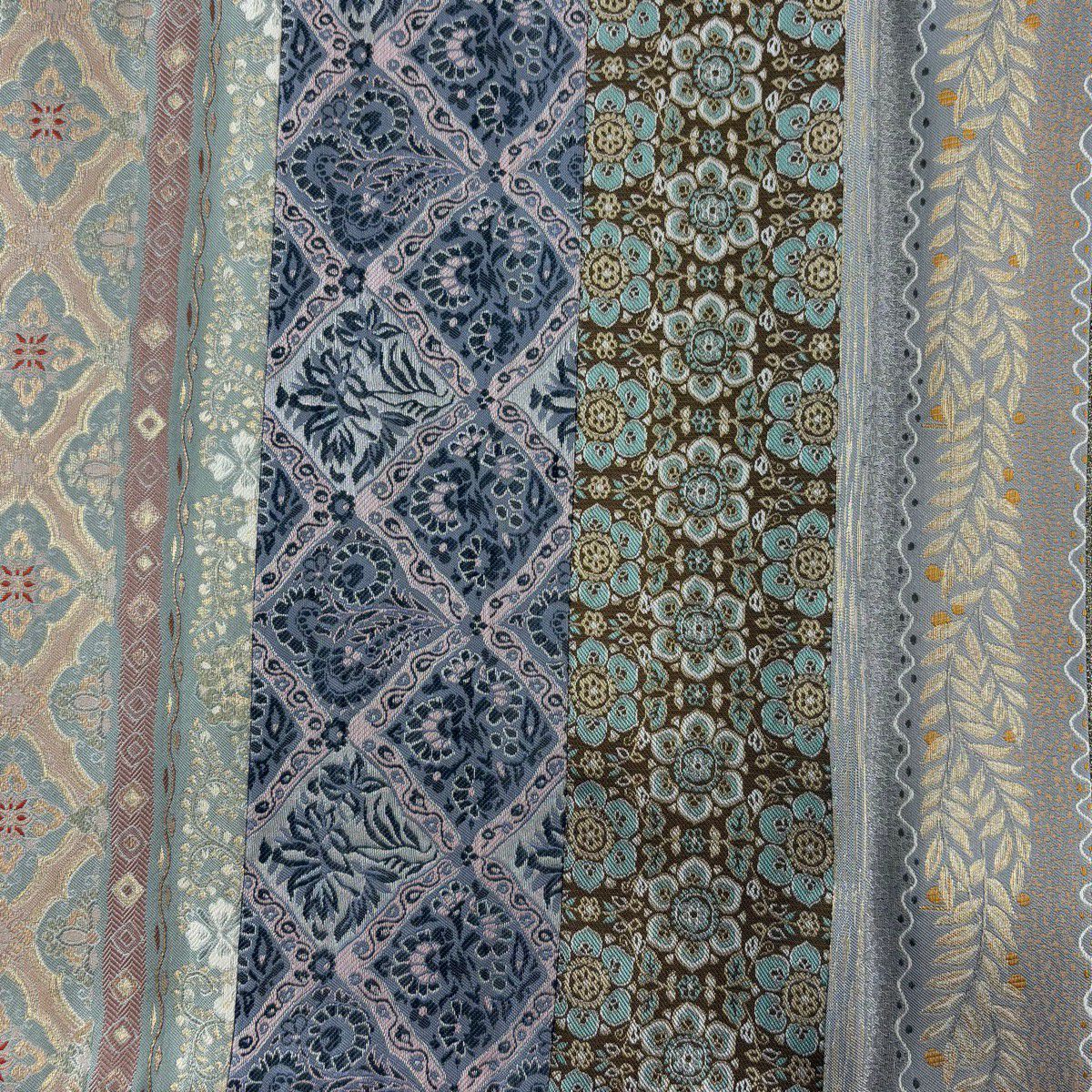 【美品】 袋帶 名品級 華紋 花鳥 金絲 金金箔 灰紫 全通 純蠶絲