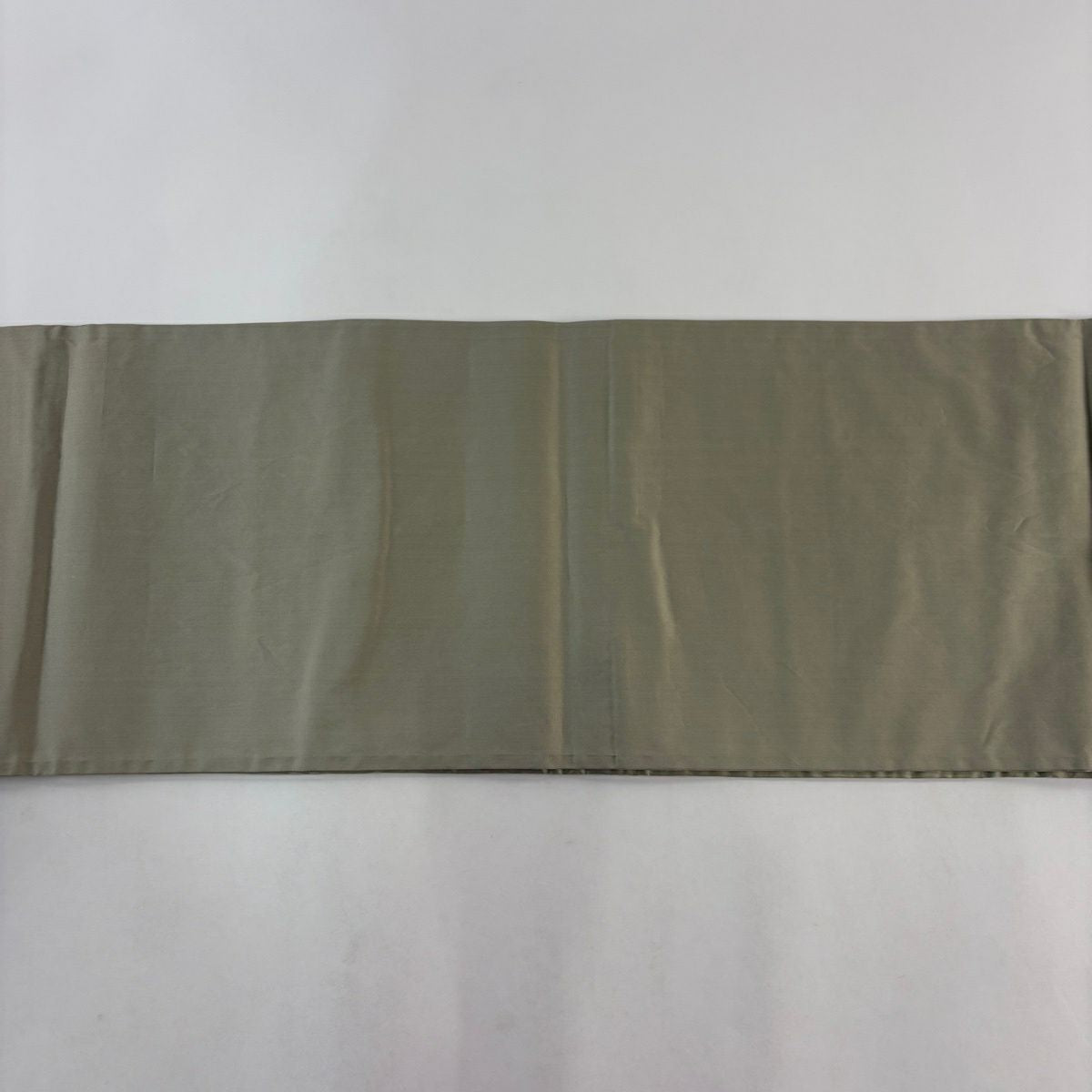 【美品】 袋帶 名品級 花短冊紋 菊花 藤 能衣唐織 灰綠 六通 純蠶絲