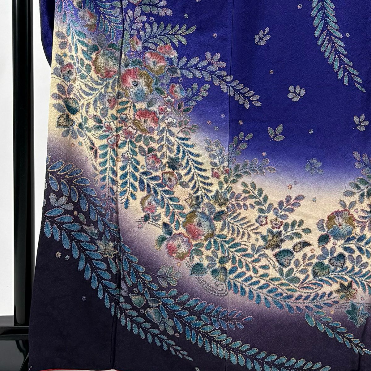 振袖禮服 身長167cm 袖長64cm M 雙層 辻花染 染分 金彩裝飾 紫 純蠶絲 名品級
