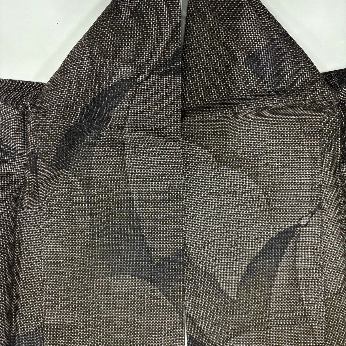 【美品】 紬織 身長167cm 袖長70cm L 雙層 蝶 焦茶 純蠶絲 名品級