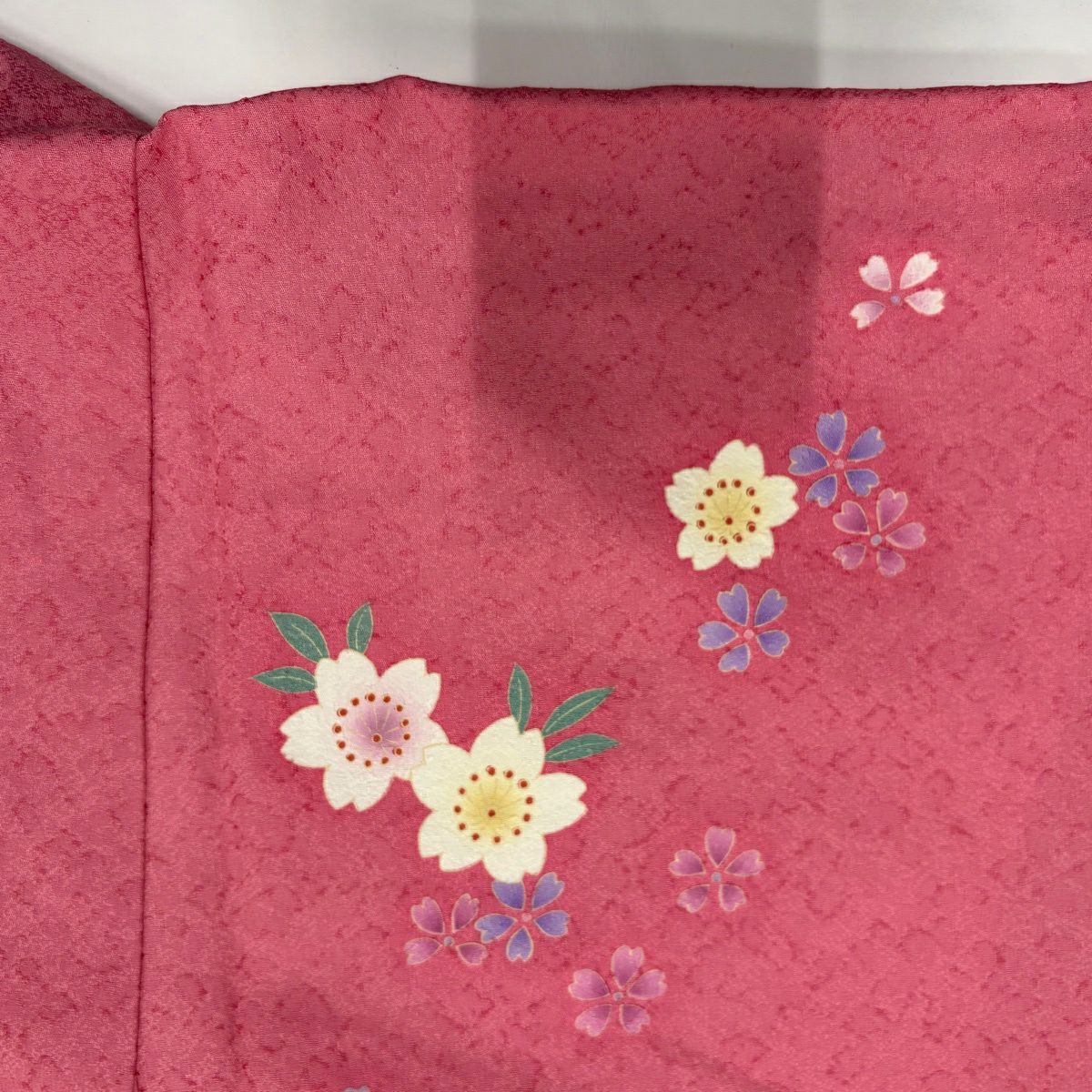 【美品】振袖禮服 身長162.5cm 袖長67cm M 雙層 櫻花 地紋 金金箔 金銀彩 粉紅 純蠶絲 名品級