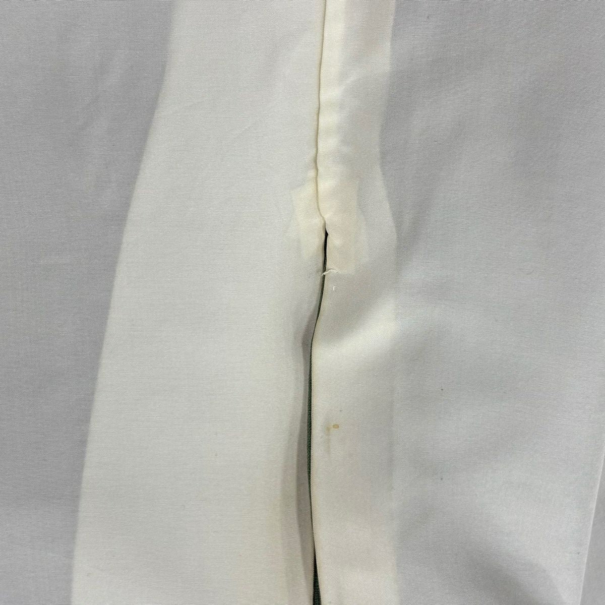 付下 身長158.5cm 袖長66cm M 雙層 紬織織 草花紋紋 麻葉 絞染 刺繡 艾草色 純蠶絲 名品級