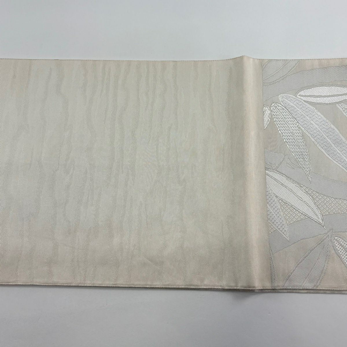 袋帶 逸品級 富屋織物 證書齊全 竹子 銀線 灰白 六通 純蠶絲