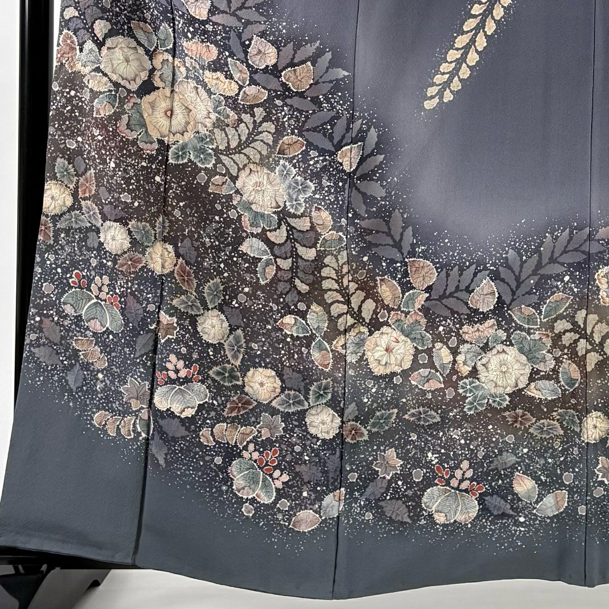 訪問服 身長162.5cm 袖長65cm M 雙層 翠山工房 落款あり 辻花染 漸層 灰紫 純蠶絲 名品級