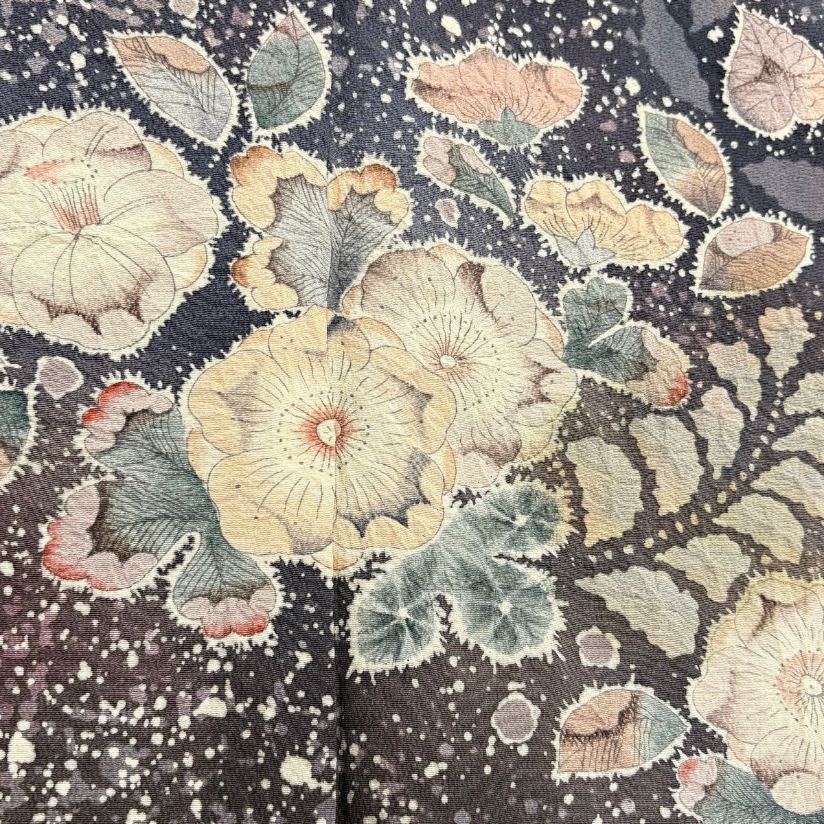 訪問服 身長162.5cm 袖長65cm M 雙層 翠山工房 落款あり 辻花染 漸層 灰紫 純蠶絲 名品級