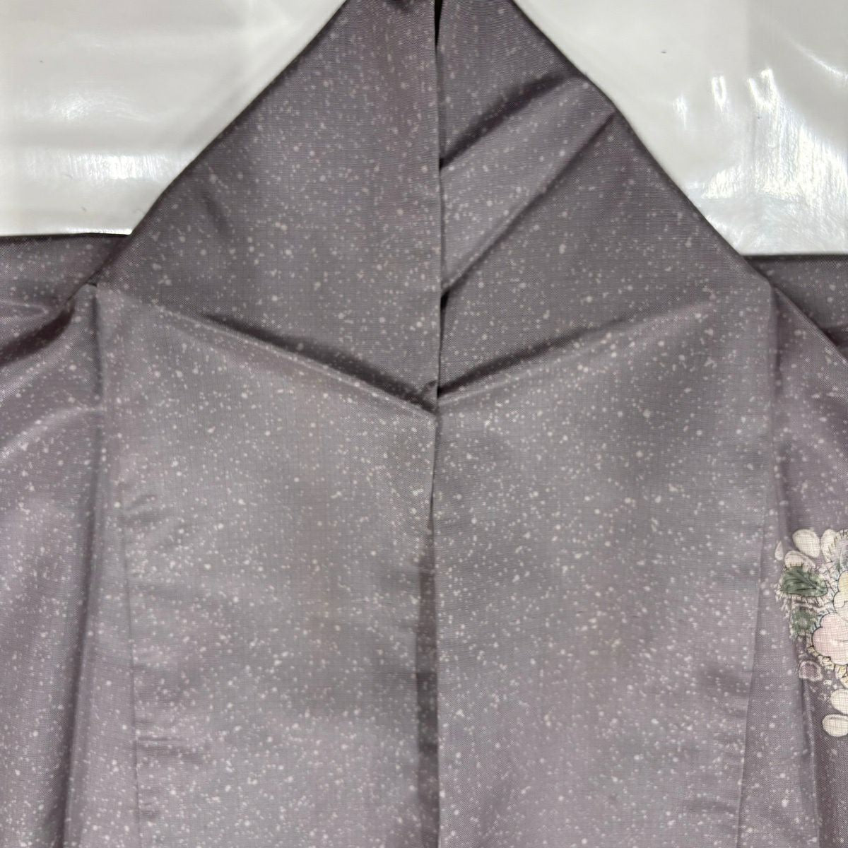 訪問服 身長155.5cm 袖長63cm S 雙層 紬織織 辻花染 松樹皮菱 漸層 灰紫 純蠶絲 名品級