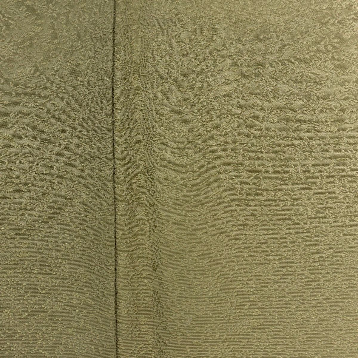 【美品】 小紋 身長156cm 袖長64cm M 雙層 地紋 縱向漸變 茶綠 純蠶絲 名品級
