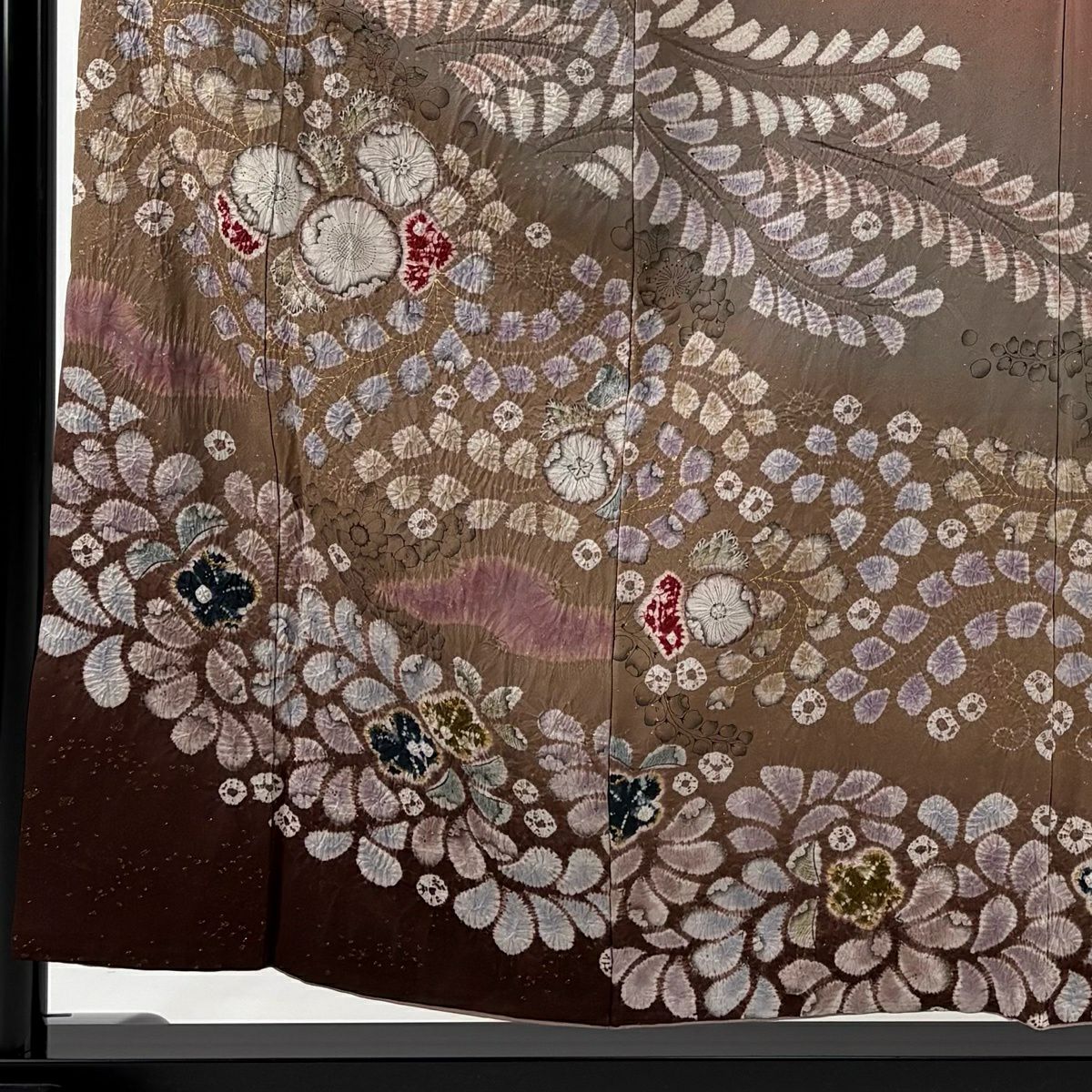 【美品】訪問服 身長156.5cm 袖長62.5cm S 雙層 滝泰 落款あり 辻花染 金通し 漸層 粉米色 純蠶絲 名品級