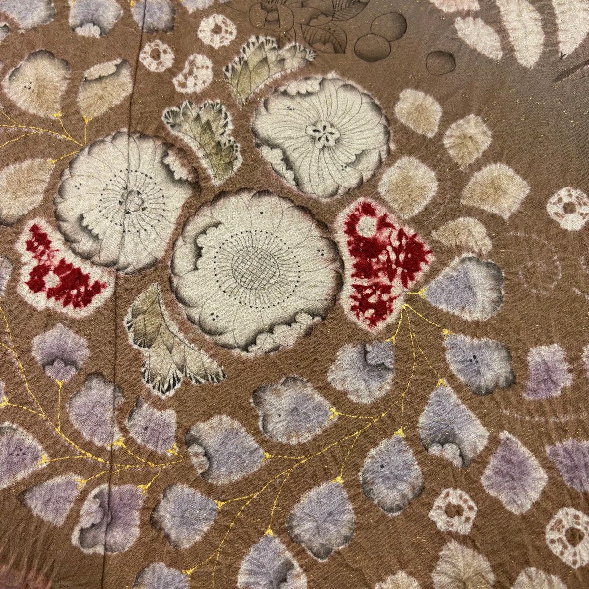 【美品】訪問服 身長156.5cm 袖長62.5cm S 雙層 滝泰 落款あり 辻花染 金通し 漸層 粉米色 純蠶絲 名品級