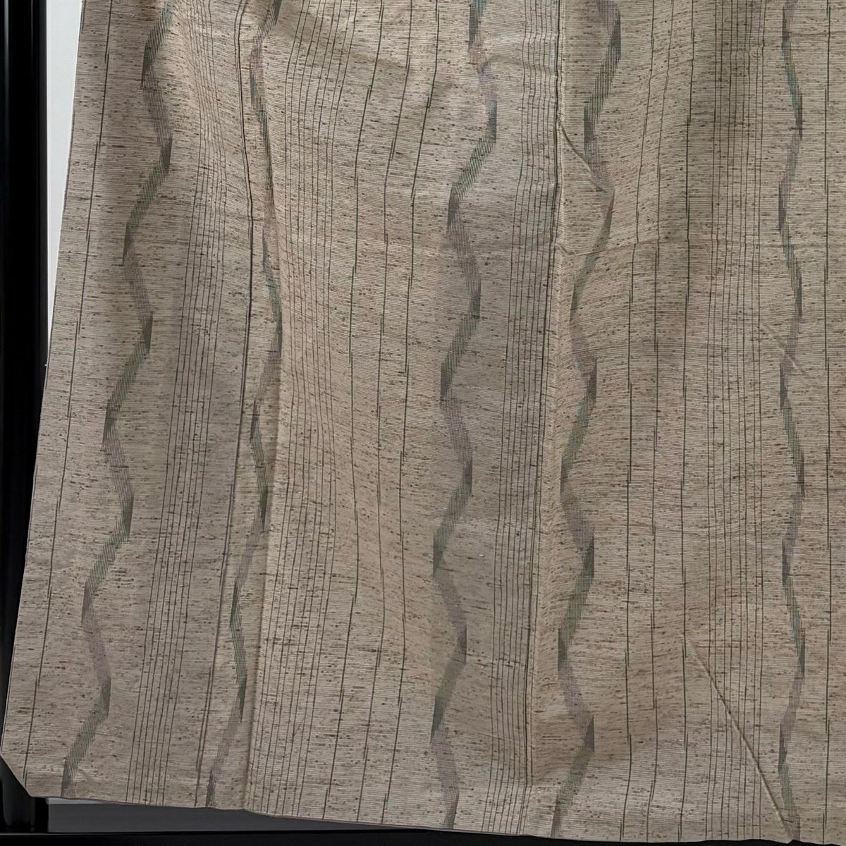 【美品】 紬織 身長159cm 袖長63.5cm S 雙層 縞 幾何圖案 淺茶 純蠶絲 名品級