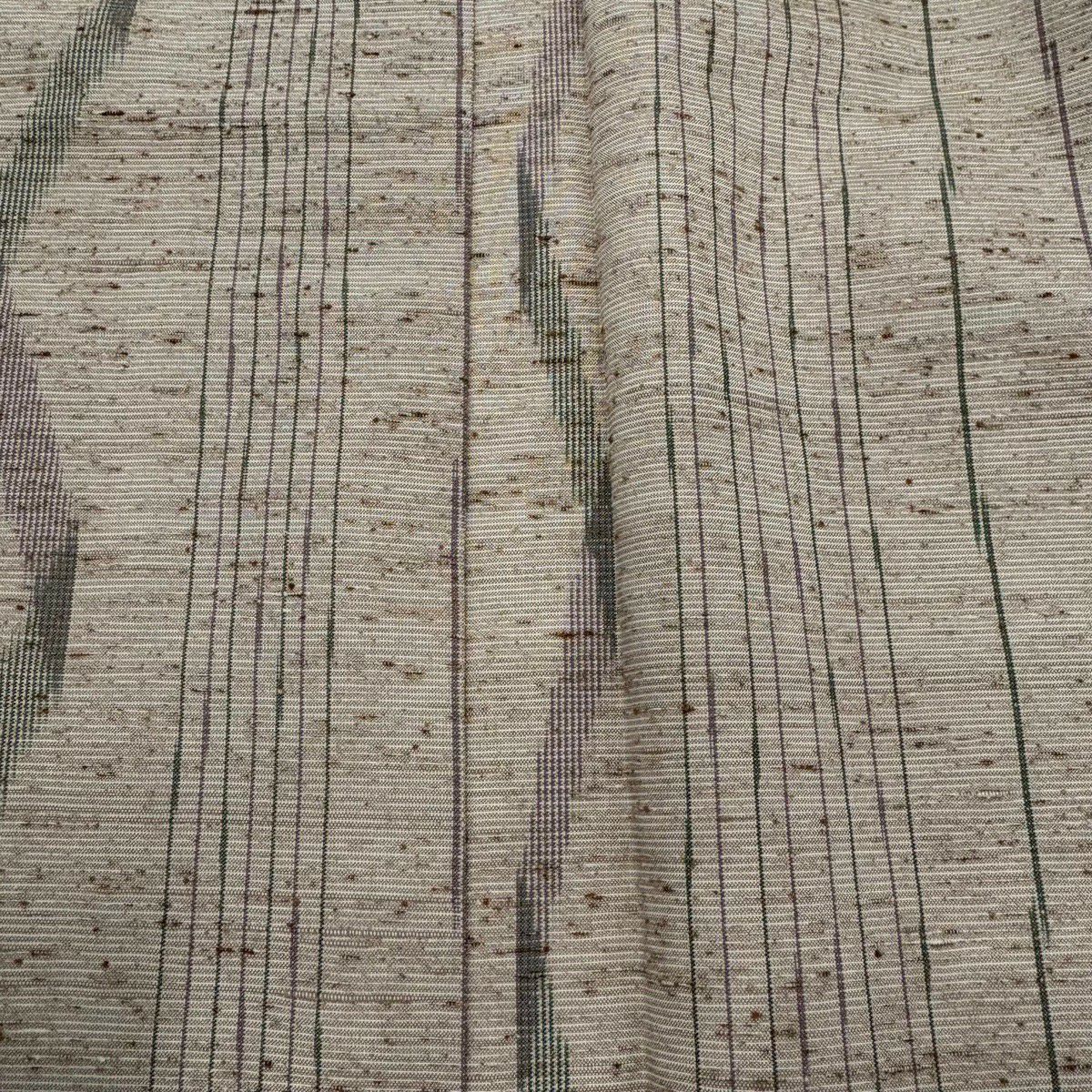 【美品】 紬織 身長159cm 袖長63.5cm S 雙層 縞 幾何圖案 淺茶 純蠶絲 名品級