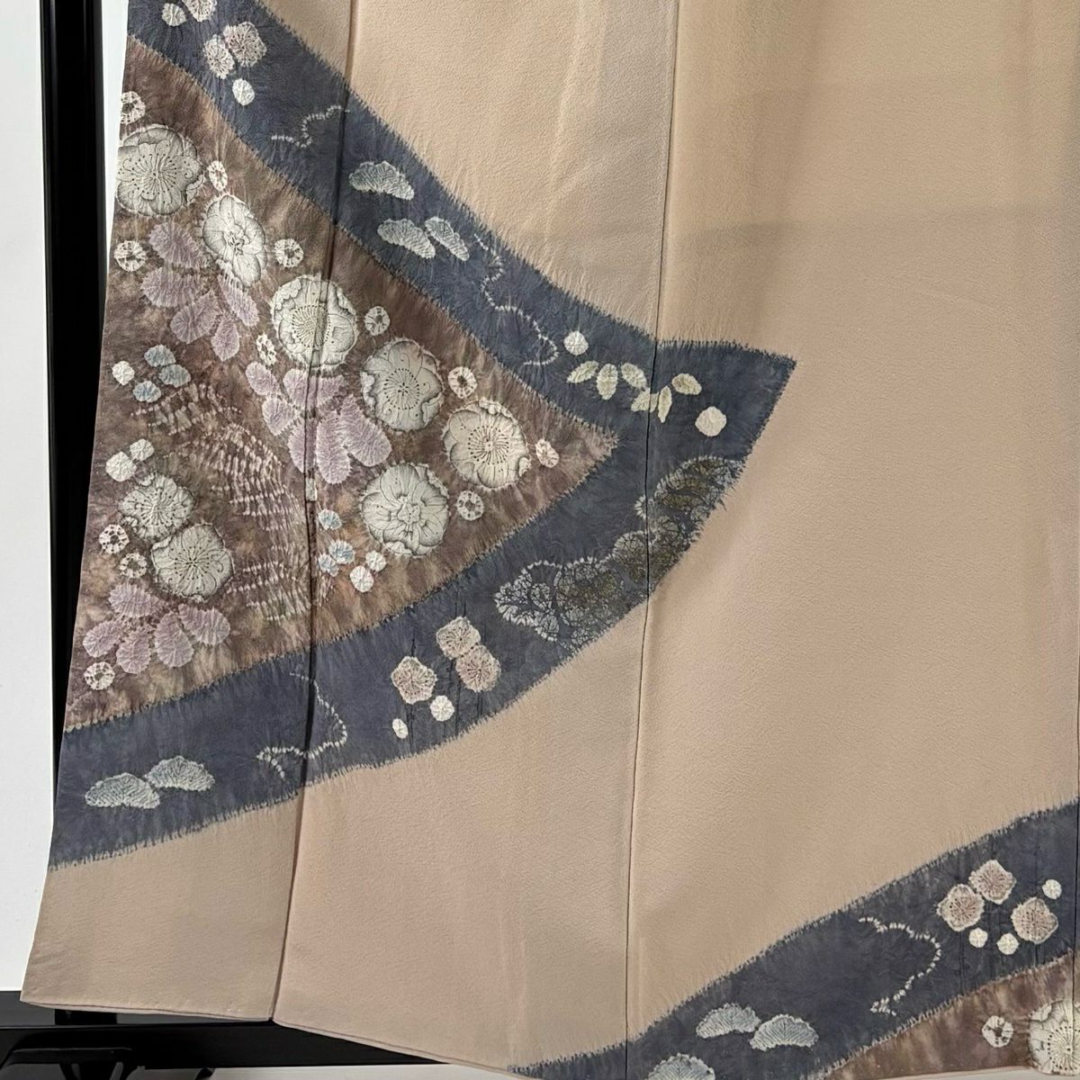 色留袖禮服 身長158.5cm 袖長61.5cm S 雙層 滝泰 落款あり 辻花染 粉米色 純蠶絲 名品級 一つ紋