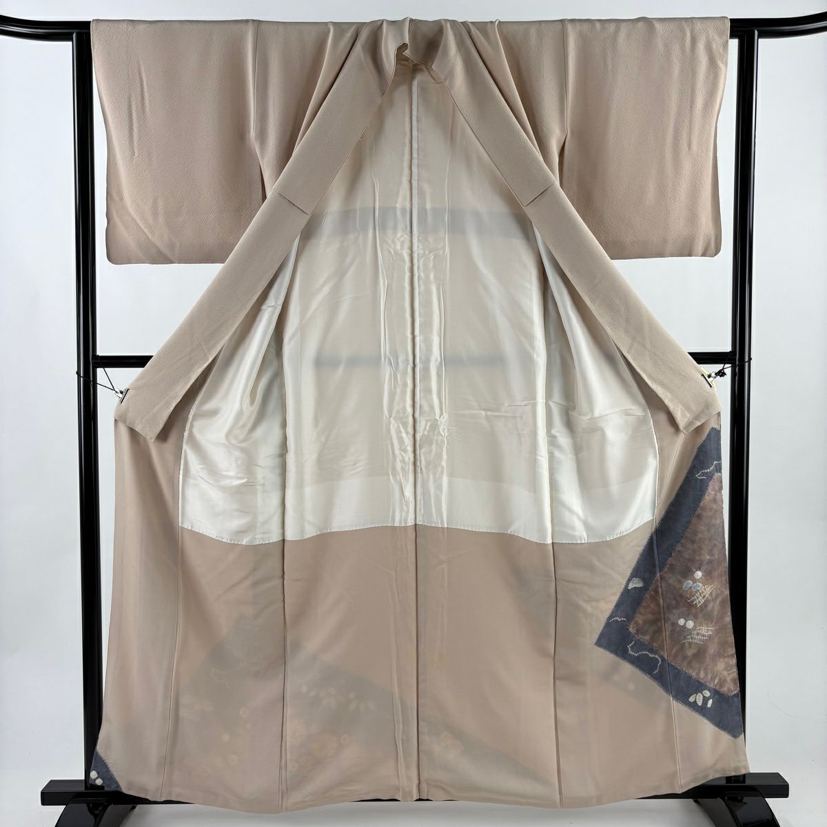 色留袖禮服 身長158.5cm 袖長61.5cm S 雙層 滝泰 落款あり 辻花染 粉米色 純蠶絲 名品級 一つ紋