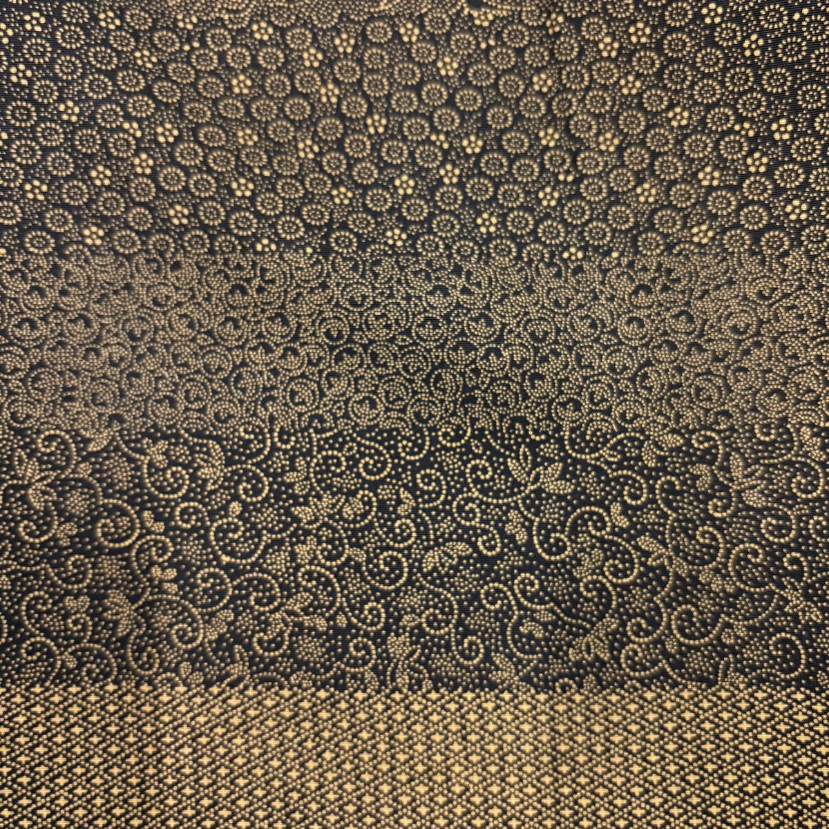 【美品】 江戶小紋 身長157.5cm 袖長65.5cm M 雙層 落款あり 花唐草紋 菊花 墨 黑 純蠶絲 名品級