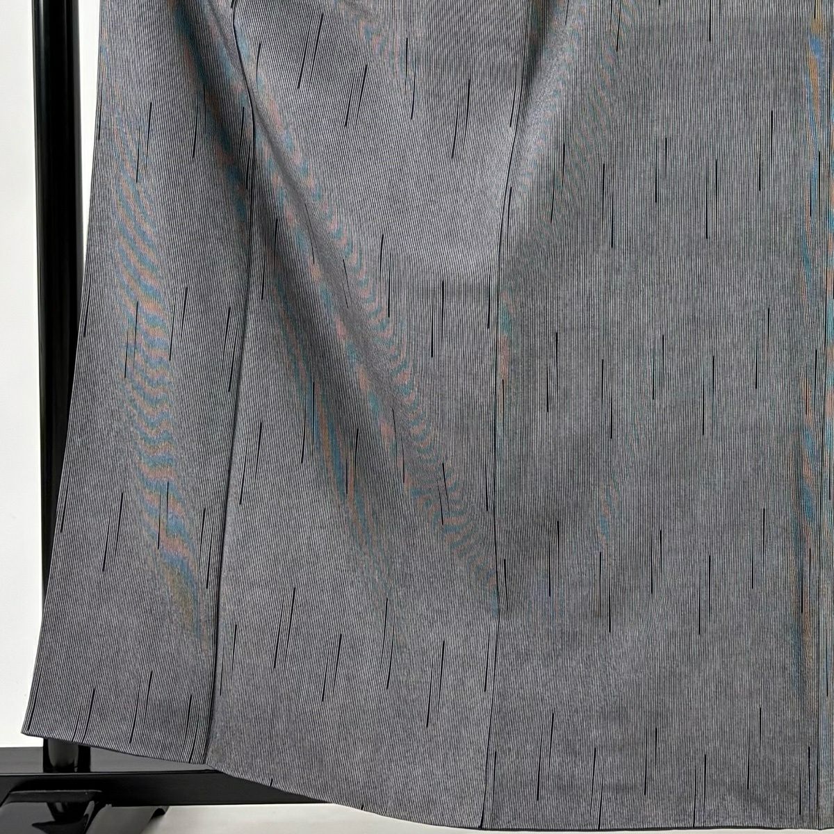 【美品】 江戶小紋 身長161cm 袖長63.5cm S 雙層 落款あり 縱條 幾何圖案 黑灰 純蠶絲 名品級