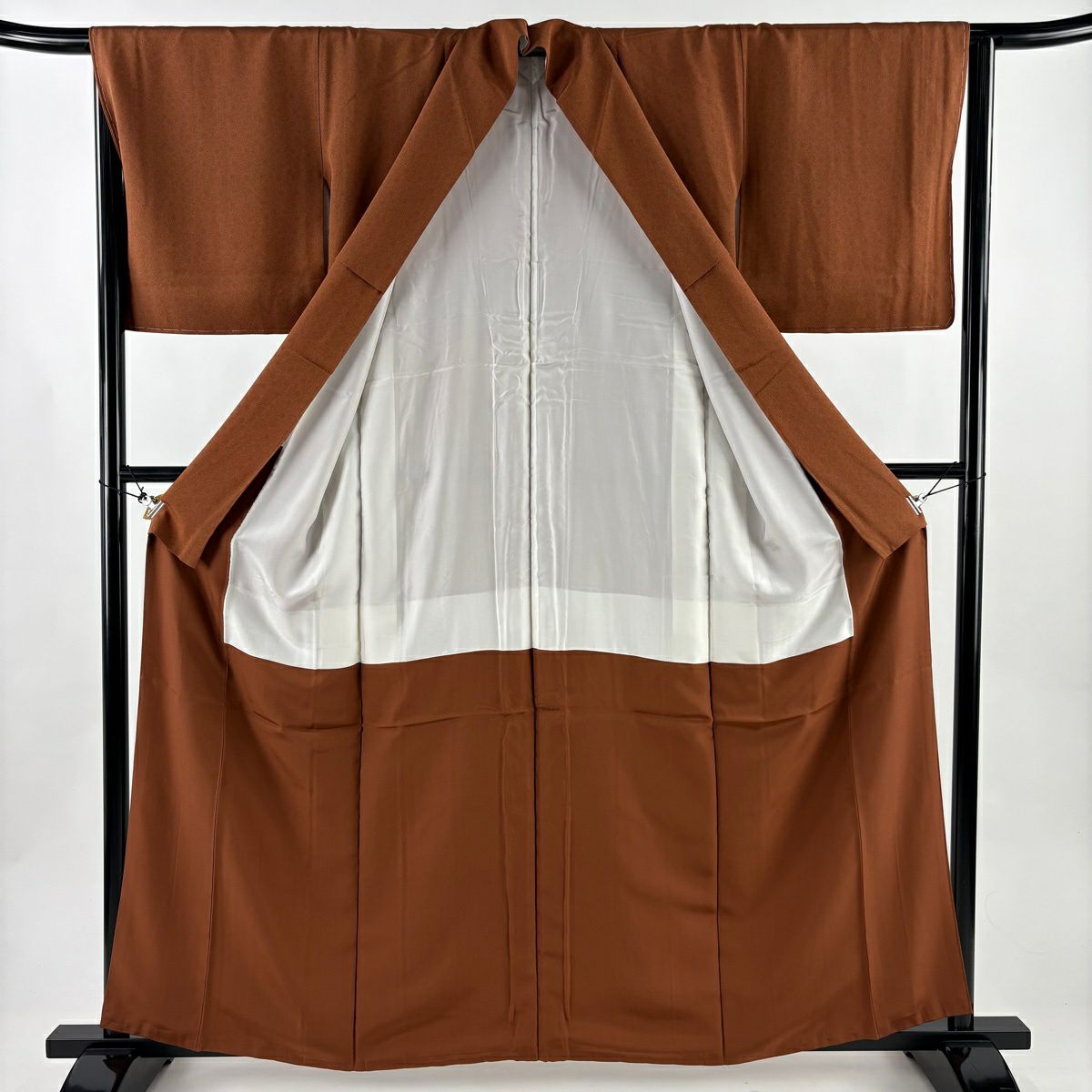 【美品】 江戶小紋 身長161cm 袖長65cm M 雙層 人間國寶 中村勇二郎 落款あり 古代菊花 茶 純蠶絲 名品級