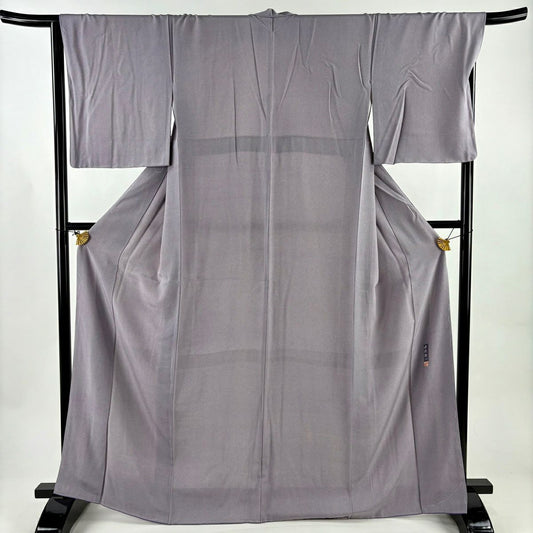 江戶小紋 身長167.5cm 袖長67cm M 雙層 落款 鮫 薄紫 純蠶絲 名品級