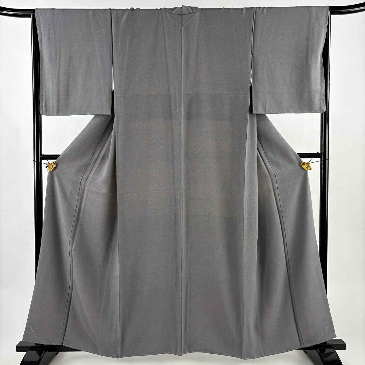 【美品】 江戶小紋 身長160cm 袖長65.5cm M 雙層 鮫 灰色 純蠶絲 名品級