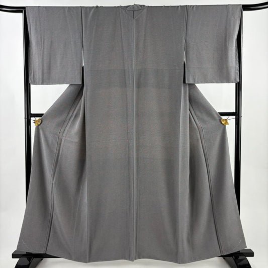 【美品】 江戶小紋 身長160cm 袖長65.5cm M 雙層 鮫 灰色 純蠶絲 名品級