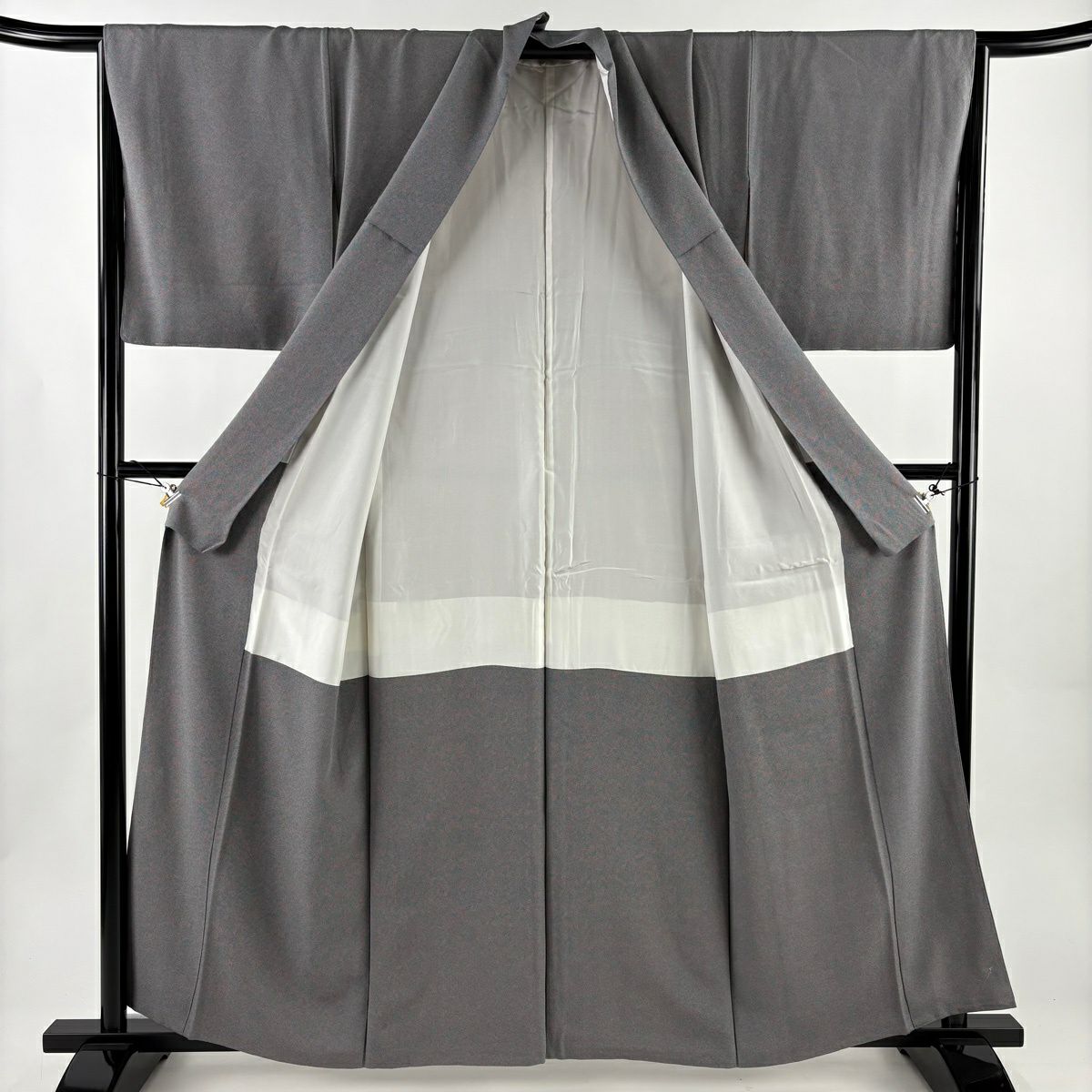 【美品】 江戶小紋 身長160cm 袖長65.5cm M 雙層 鮫 灰色 純蠶絲 名品級