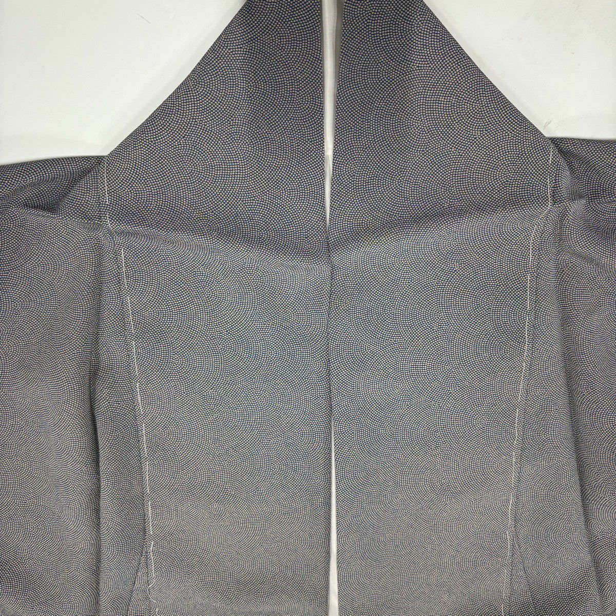 【美品】 江戶小紋 身長160cm 袖長65.5cm M 雙層 鮫 灰色 純蠶絲 名品級
