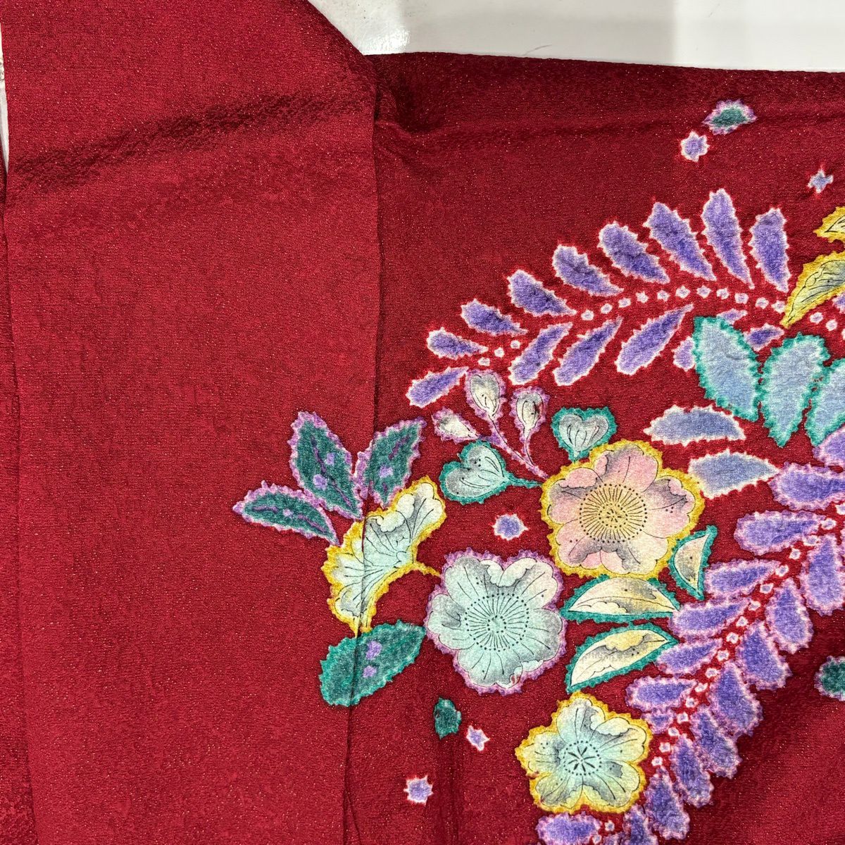 【美品】振袖禮服 身長162.5cm 袖長66cm M 雙層 辻花染 金通し 漸層 紅 純蠶絲 名品級