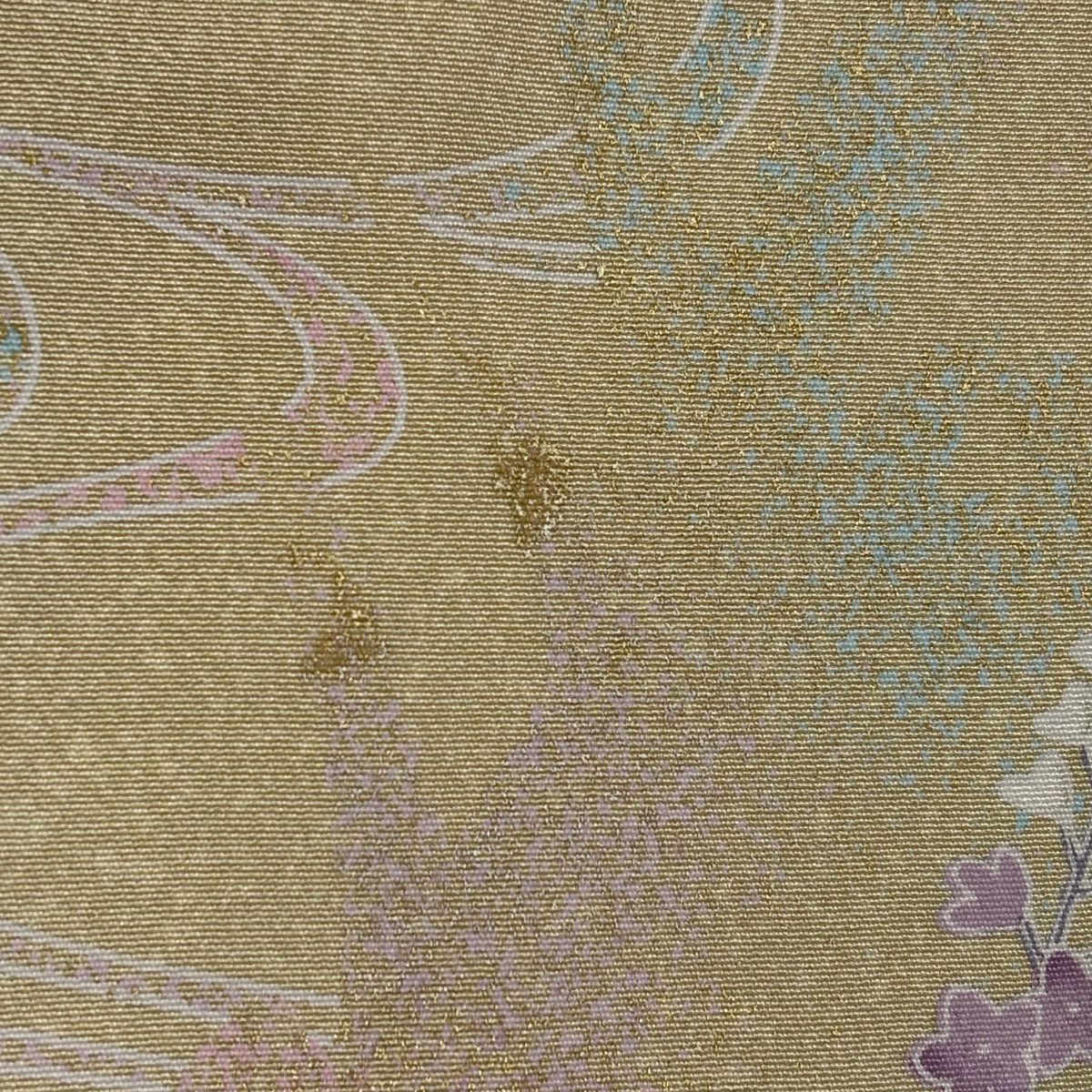 訪問服 身長171.5cm 袖長66.5cm M 雙層 菊花 鴛鴦 金銀彩 漸層 米色 純蠶絲 名品級