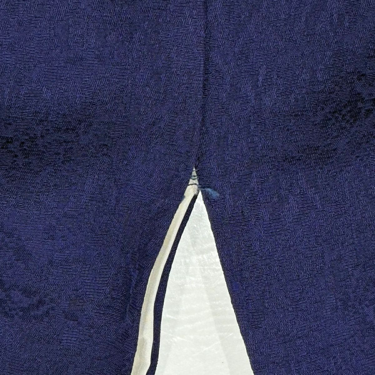 振袖禮服 身長159.5cm 袖長67.5cm L 雙層 草花紋紋 雪輪 金銀彩 漸層 深藍 純蠶絲 名品級