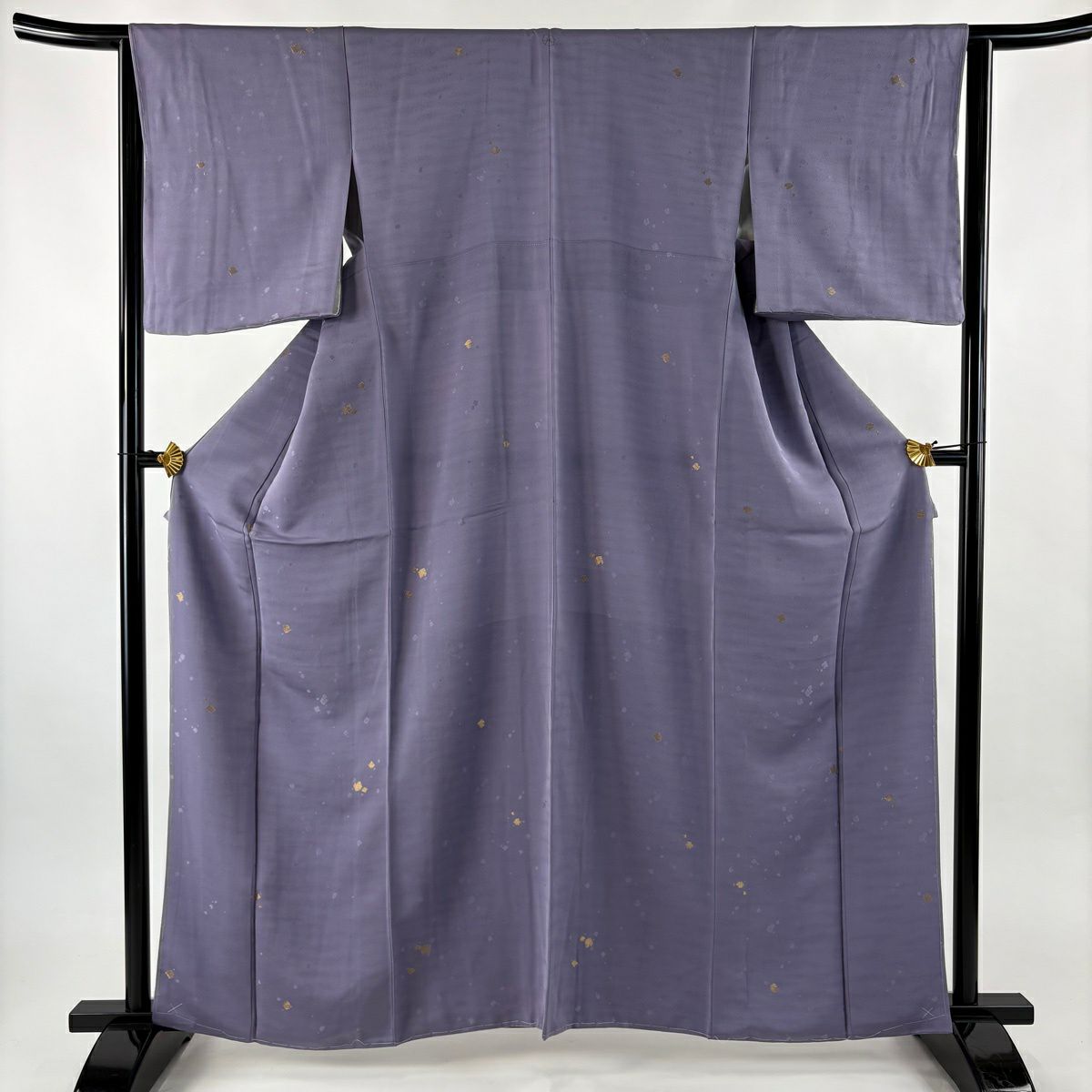 小紋 身長162cm 袖長64cm M 雙層 金金箔散佈 金線 淺紫 純蠶絲 名品級 一個紋
