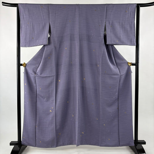 小紋 身長162cm 袖長64cm M 雙層 金金箔散佈 金線 淺紫 純蠶絲 名品級 一個紋