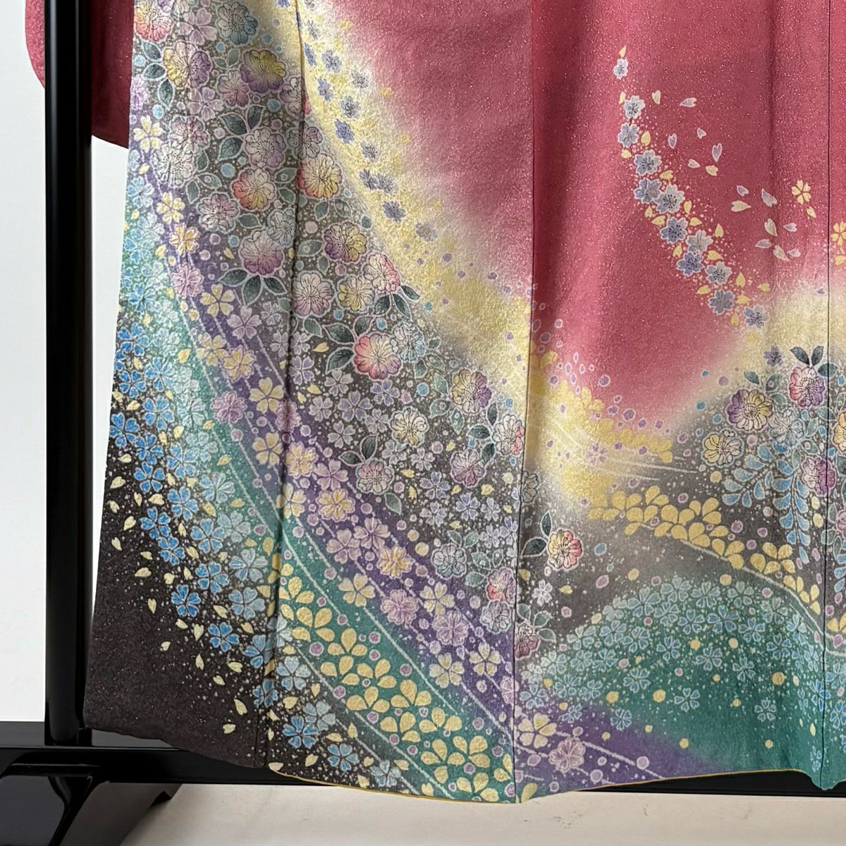 振袖禮服 身長158cm 袖長68cm L 雙層 大和 辻花染 櫻 花銀通 金銀彩 粉紅 純蠶絲 名品級