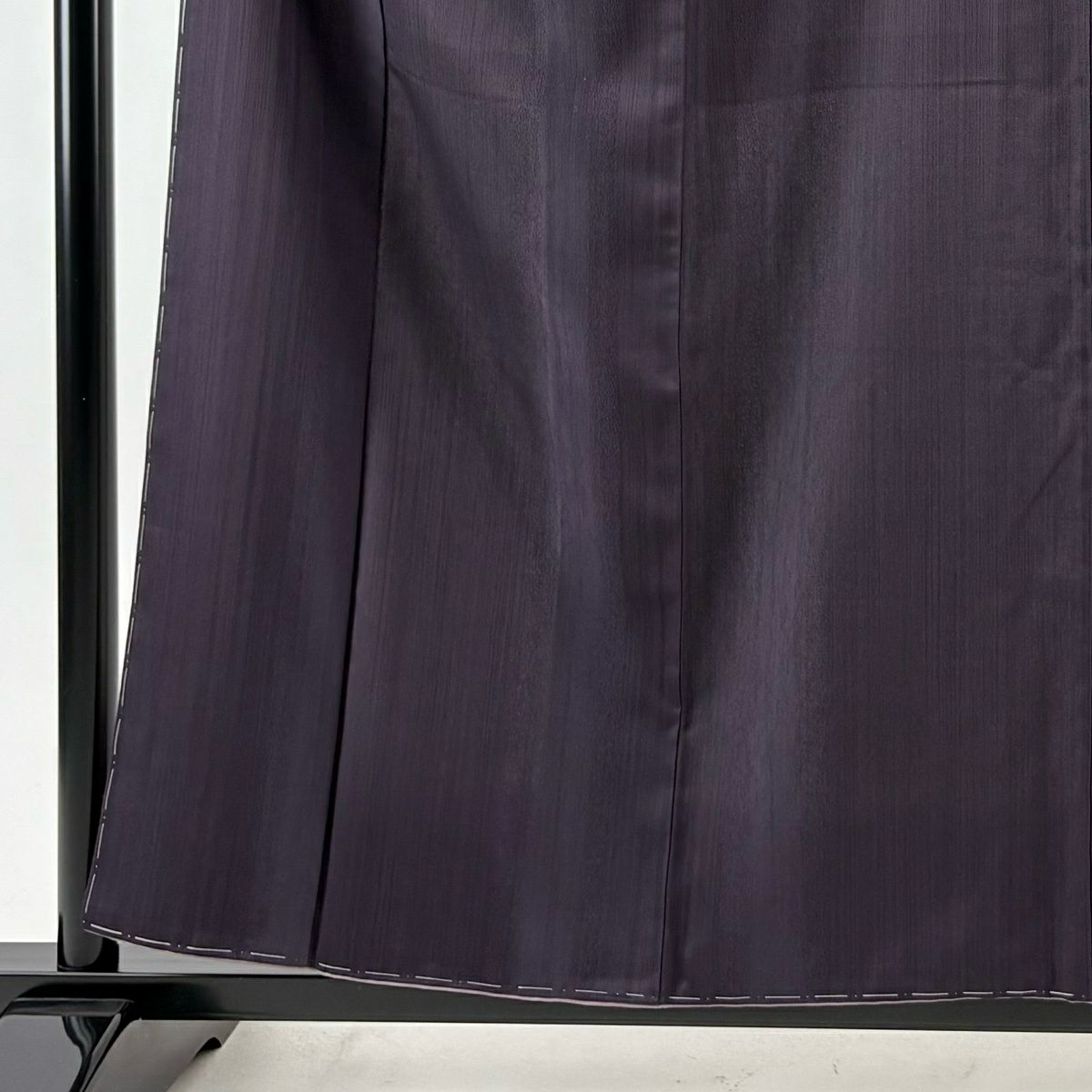 【美品】 小紋 身長158cm 袖長67cm M 雙層 地紋 縞 深紫 純蠶絲 名品級