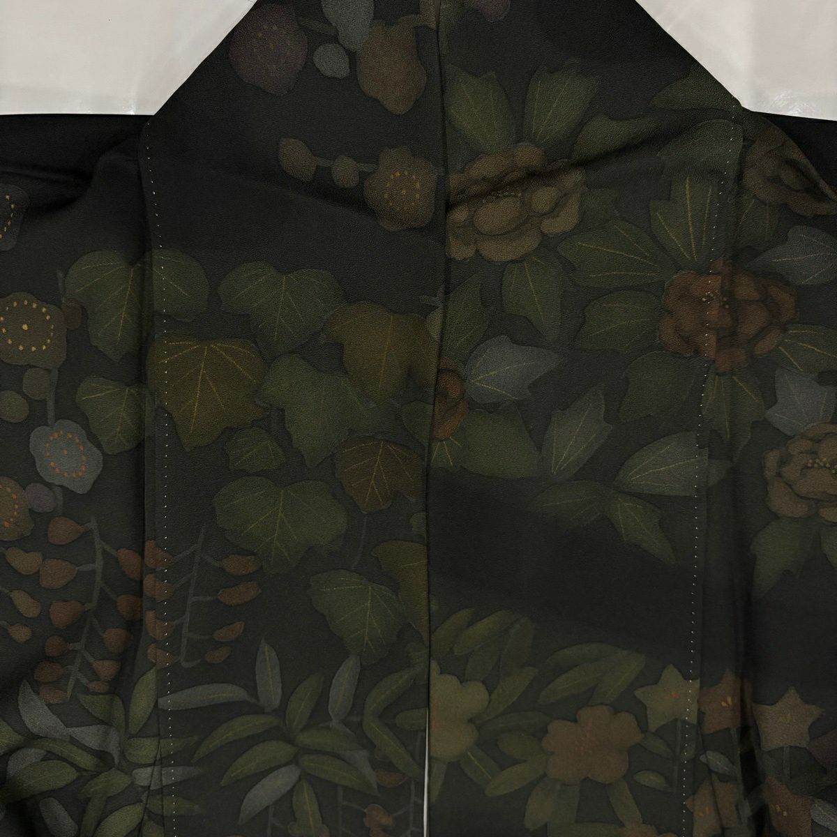 【美品】訪問服 身長157cm 袖長64.5cm M 雙層 菊花 松樹竹子梅花 金銀彩 黑 純蠶絲 名品級