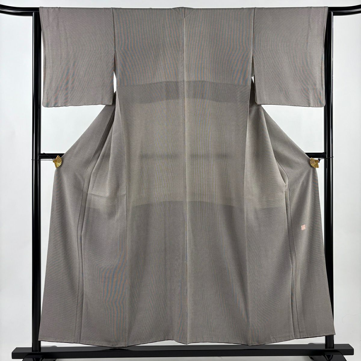 【美品】 江戶小紋 身長154.5cm 袖長63.5cm S 雙層 落款あり 萬筋 茶 純蠶絲 名品級