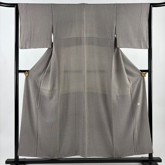 【美品】 江戶小紋 身長154.5cm 袖長63.5cm S 雙層 落款あり 萬筋 茶 純蠶絲 名品級