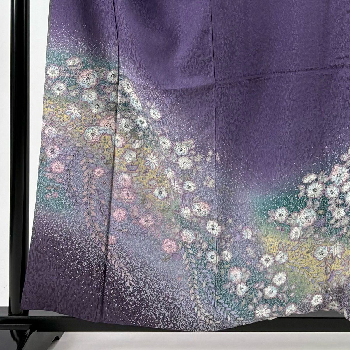 訪問服 身長157.5cm 袖長68cm L 雙層 辻花染 金銀彩 漸層 紫 純蠶絲 名品級