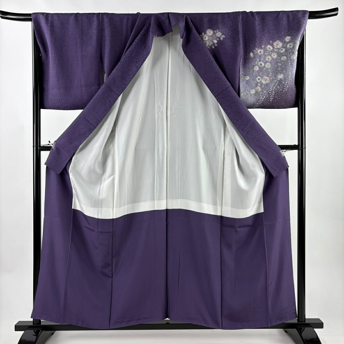 訪問服 身長157.5cm 袖長68cm L 雙層 辻花染 金銀彩 漸層 紫 純蠶絲 名品級