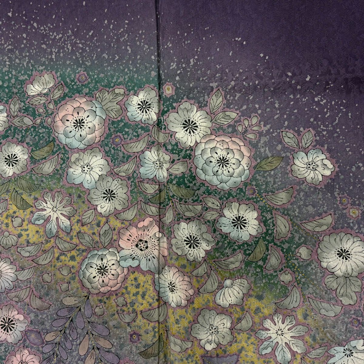 訪問服 身長157.5cm 袖長68cm L 雙層 辻花染 金銀彩 漸層 紫 純蠶絲 名品級