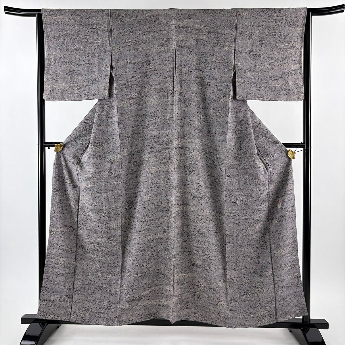 【美品】 小紋 身長158cm 袖長64cm M 雙層 霞 陶彩染 灰紫 純蠶絲 名品級