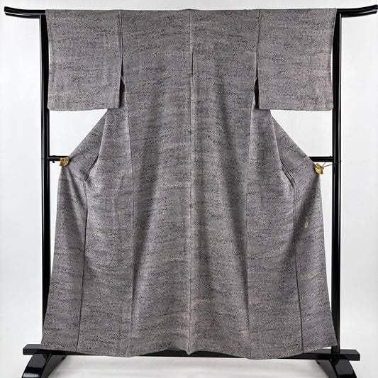 【美品】 小紋 身長158cm 袖長64cm M 雙層 霞 陶彩染 灰紫 純蠶絲 名品級