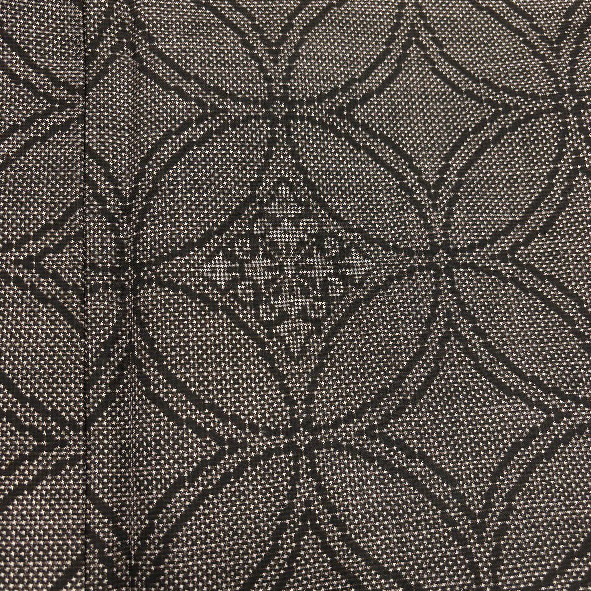 【美品】 大島紬織 身長161cm 袖長62cm S 雙層 純泥染 證書附帶 七寶紋 焦茶 純蠶絲 名品級