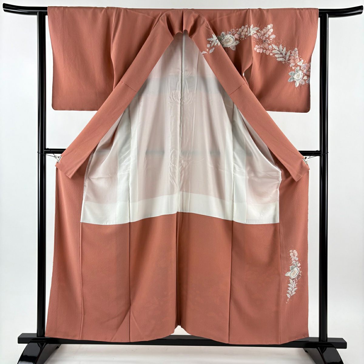 【美品】訪問服 身長158cm 袖長63cm S 雙層 翠山工房 落款あり 辻花染 金銀彩 漸層 鮭粉色 純蠶絲 名品級