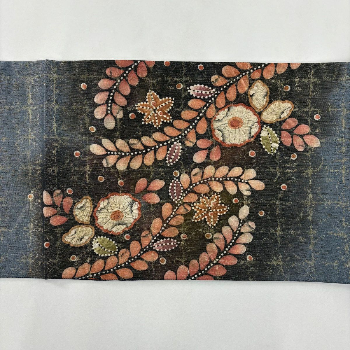 【美品】 袋帶 名品級 辻花染 金金箔 茶綠 お太鼓圖案 純蠶絲