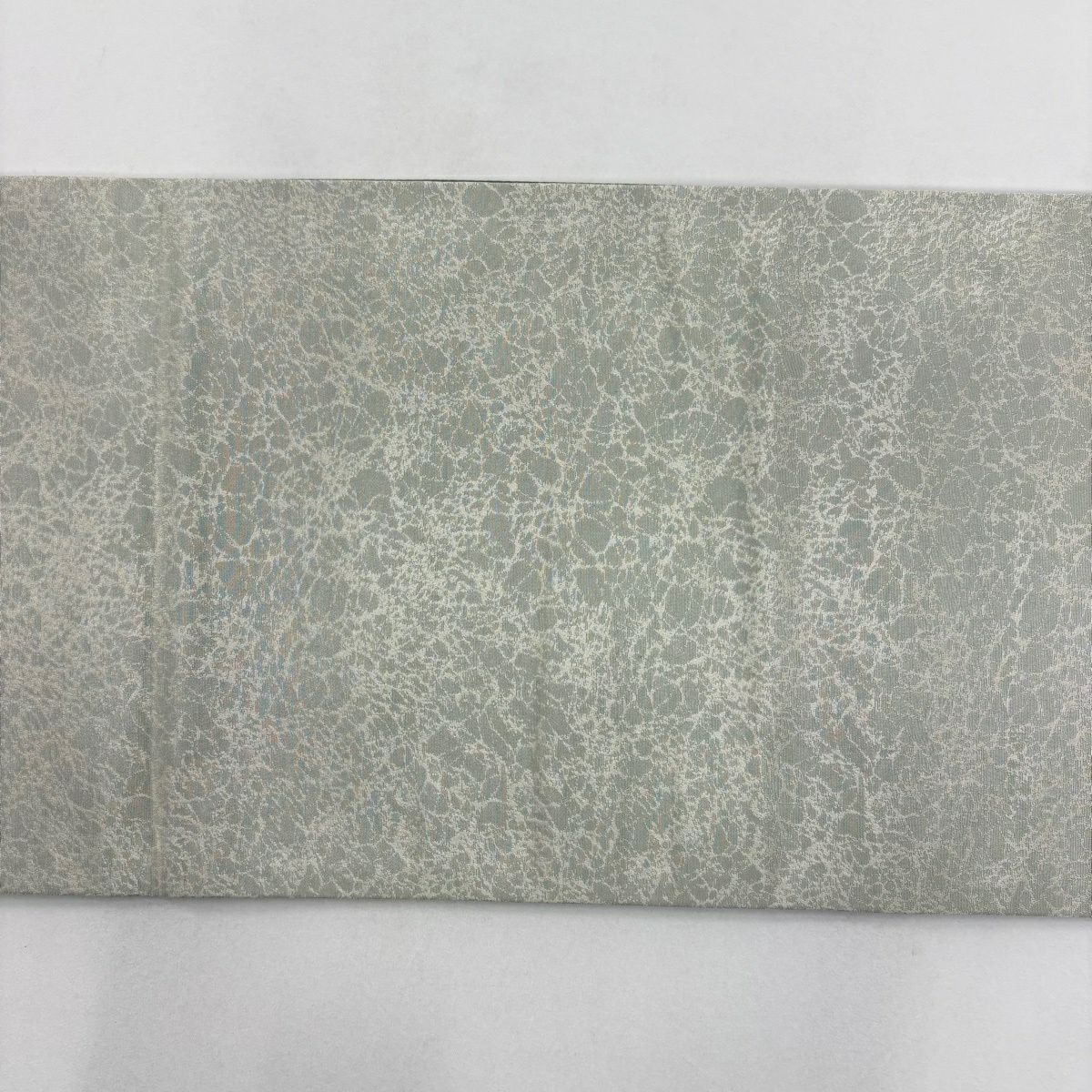 【美品】 袋帶 名品級 人間國寶 六谷梅花軒 落款 菊花唐草紋 切嵌 灰綠 お太鼓柄 純蠶絲