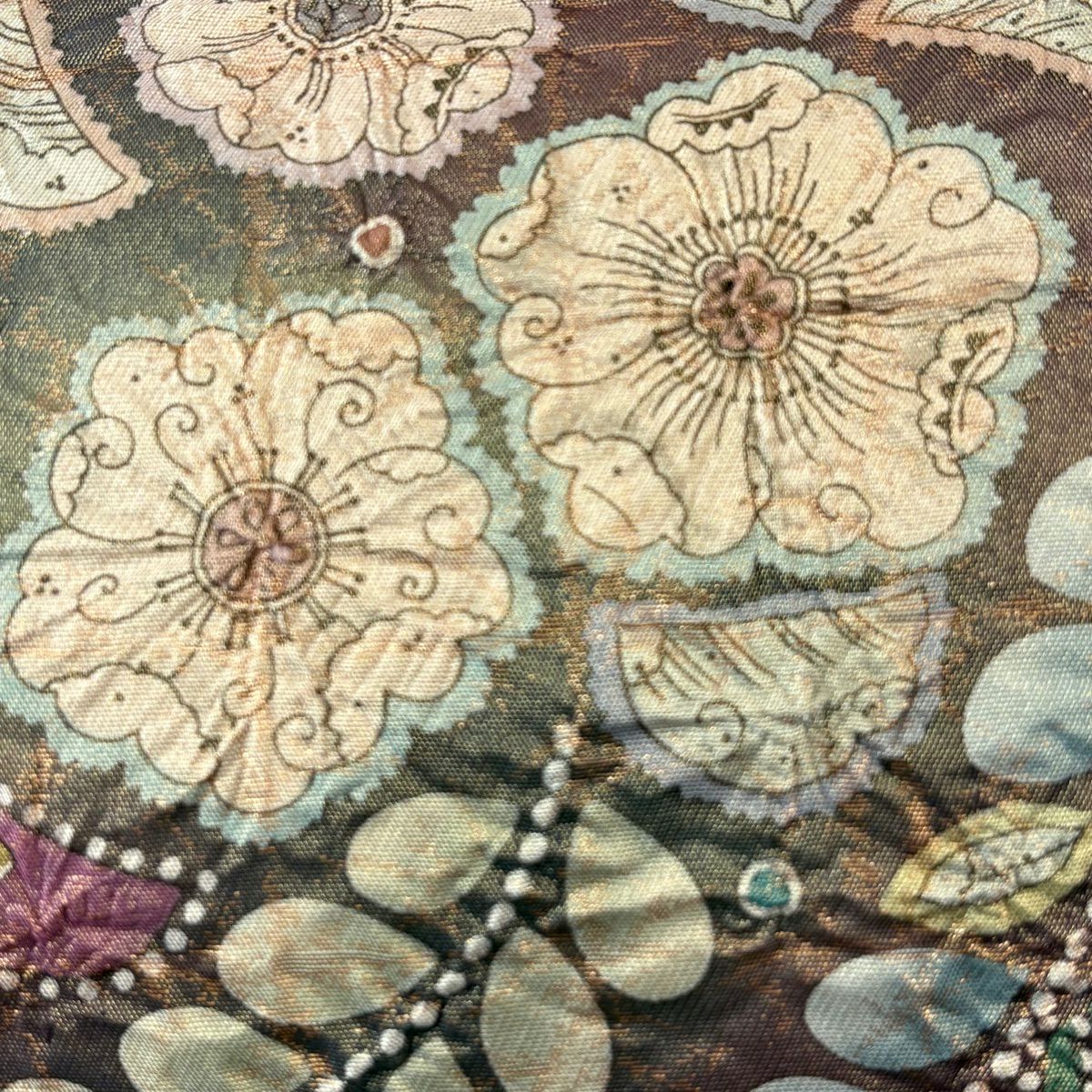 【美品】 袋帶 名品級 落款あり 辻花染 金金箔 紅紫 お太鼓柄 純蠶絲