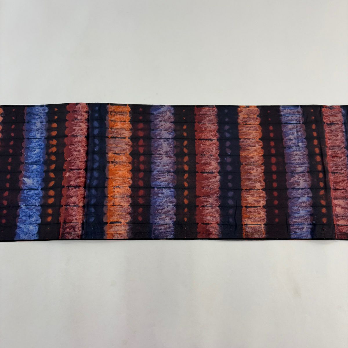 【美品】 袋帶 名品級 證書齊全 大島紬織地 幾何學圖案 絞染 深紫 全通 純蠶絲