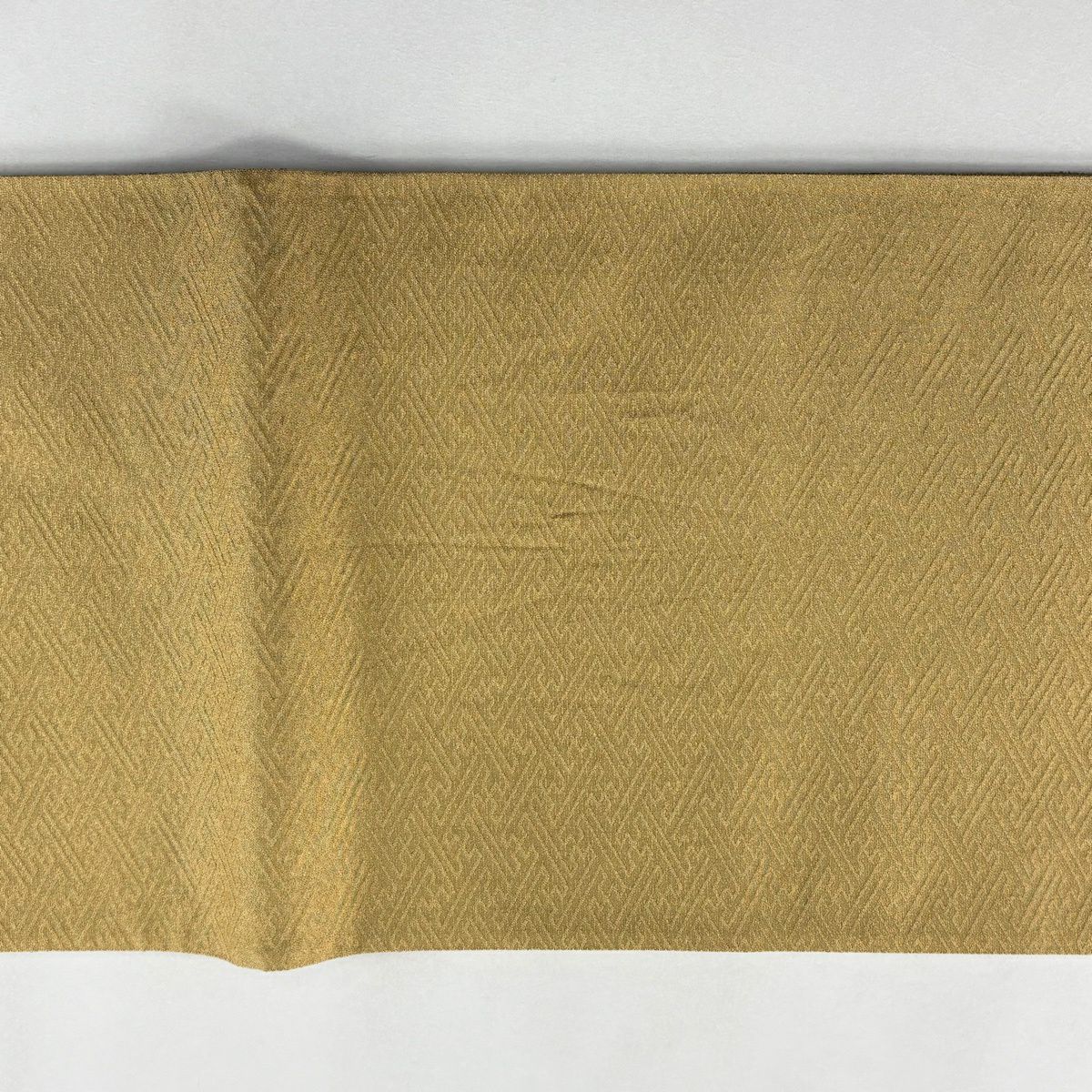【美品】 袋帶 名品級 斜格子 花鳥 金金箔 輪奈織 金色 全通 純蠶絲